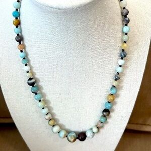 Natural Stone Graduated Beaded Necklace